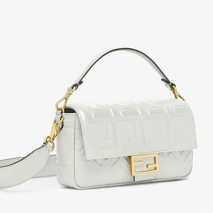 Cheap Baguette White In Medium FF Fendi Bag Nappa Leather Motif 0223