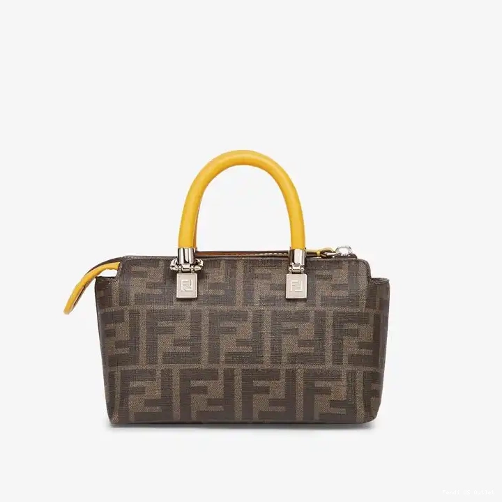 Affordable Brown By Yellow Mini Pokmon FF Boston Fendi The Dragon Way In Fabric Bag Motif 0220