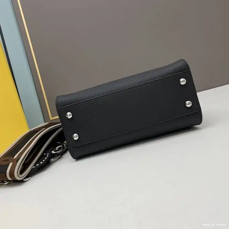 Affordable Iconic In Mini Calf Bag Peekaboo Fendi Black Stitching Leather 0219