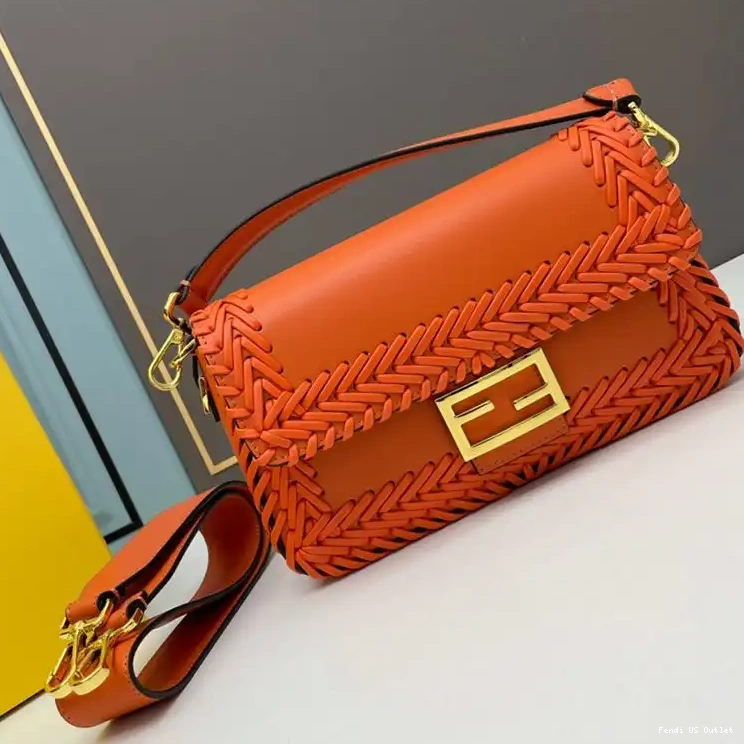 Affordable Bag Baguette Stitching Orange Fendi In Leather Medium 0209