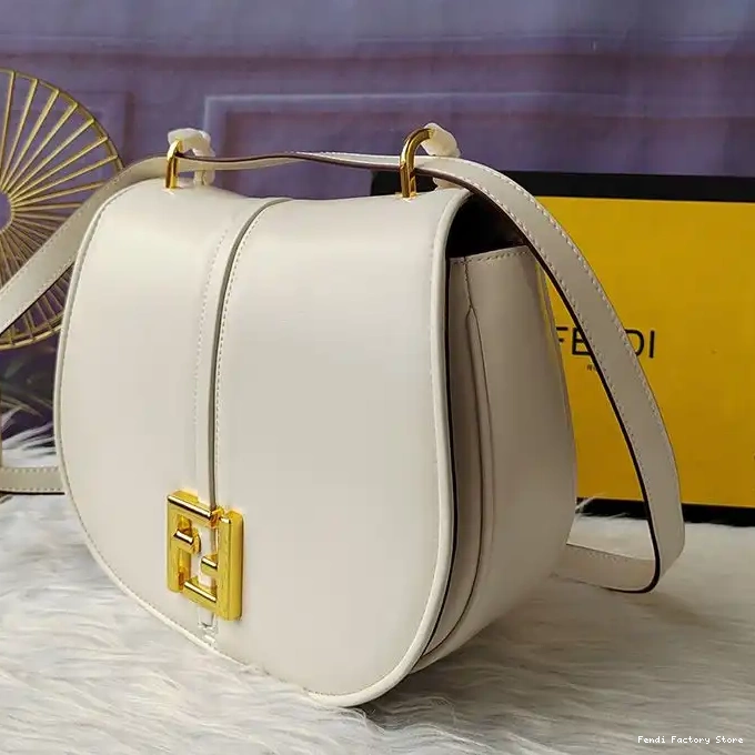 Affordable Fendi C'mon Calf Leather White Bag In Medium 0219