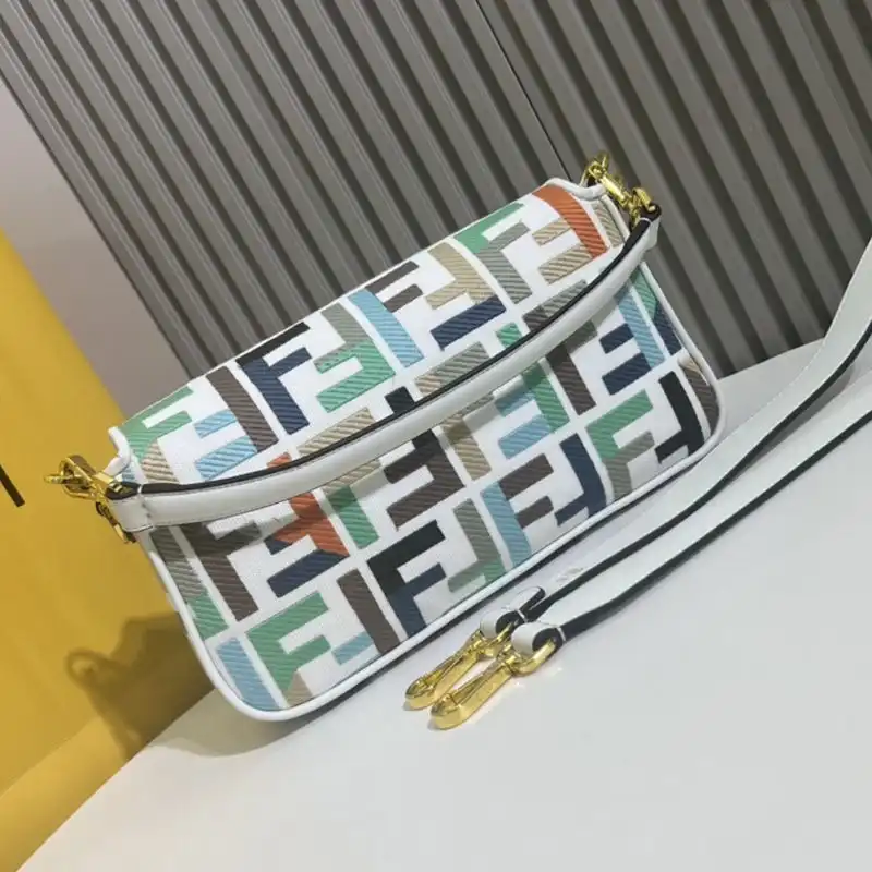 Affordable Fendi Medium Baguette Bag In FF Motif Canvas Multi White 0204