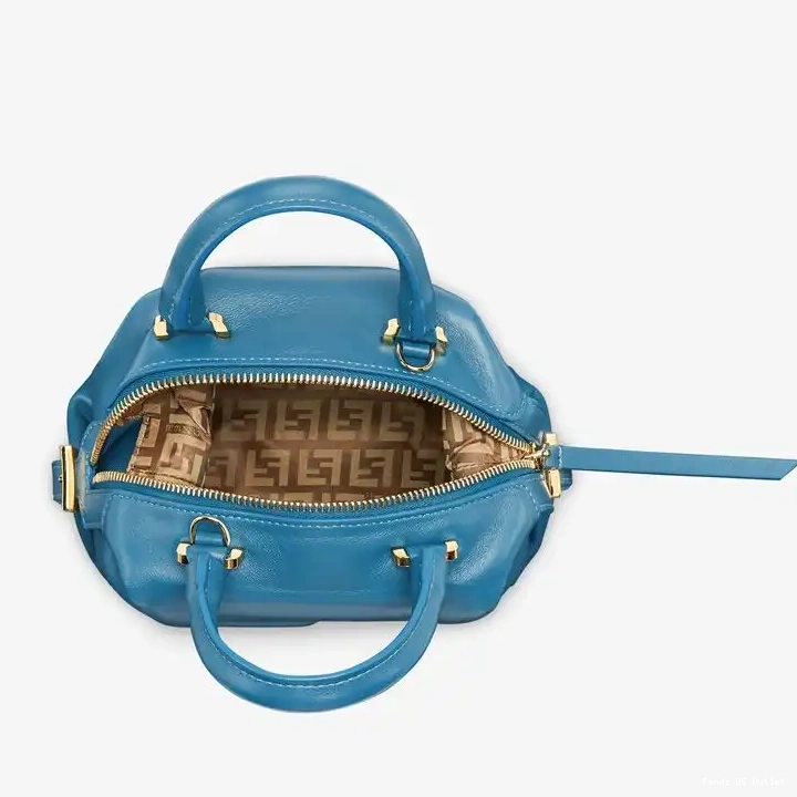 Cheap Cube Bag Blue Fendi Mini Leather Nappa FF In 0213