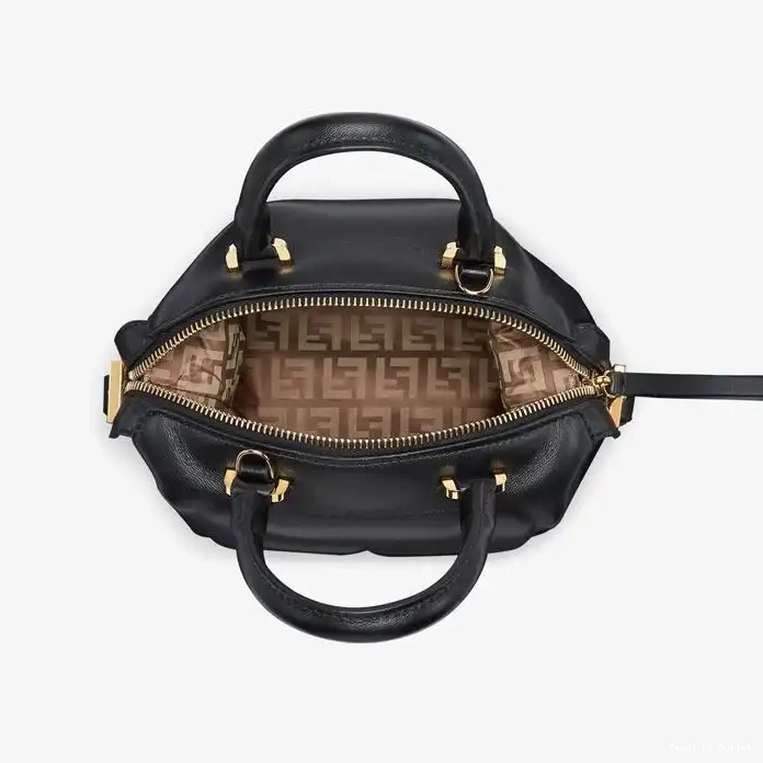 Affordable Leather Fendi In Black Mini Nappa Bag FF Cube 0220