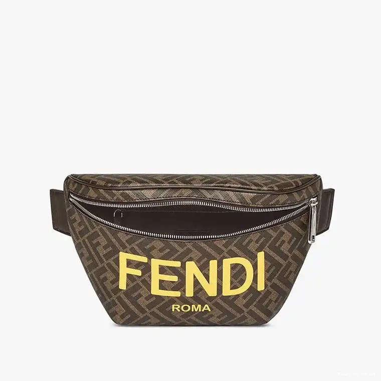 Cheap In Belt Fabric Bag Logo FF Fendi Motif Brown ROMA 0211