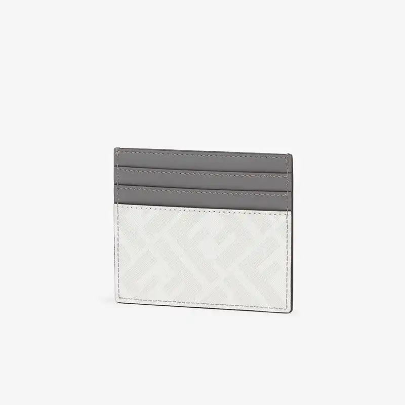 Affordable Fendi Card Holder In FF Motif Fabric White Red 0201