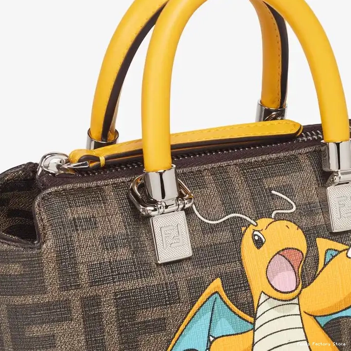 Cheap FF Bag Dragon Fabric Yellow Way Pokmon By Fendi Boston In The Brown Motif Mini 0225