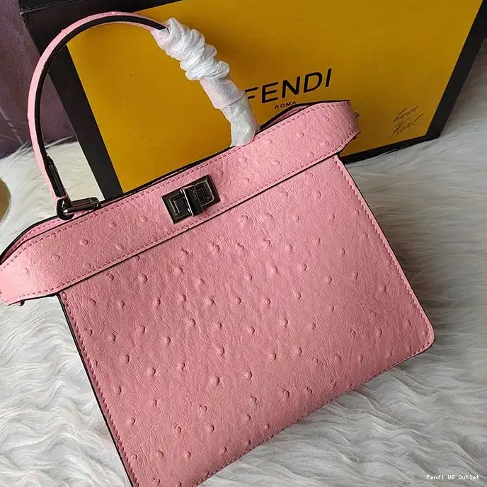 Affordable Fendi Petite Ostrich Bag Peekaboo In Pink Leather ISeeU 0222