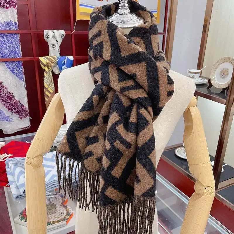 Affordable Fendi FF Scarf In Cashmere Brown 0205