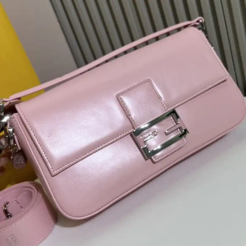 Cheap Fendi Medium Baguette Bag In Tiffany Smooth Leather Pink 0204