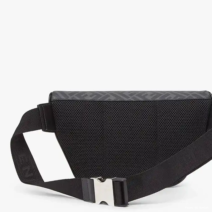 Cheap ROMA Logo Fabric Black Bag Belt Fendi Motif FF In 0214