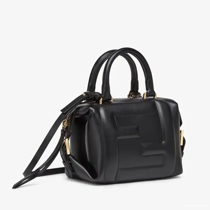 Affordable Leather Fendi In Black Mini Nappa Bag FF Cube 0220