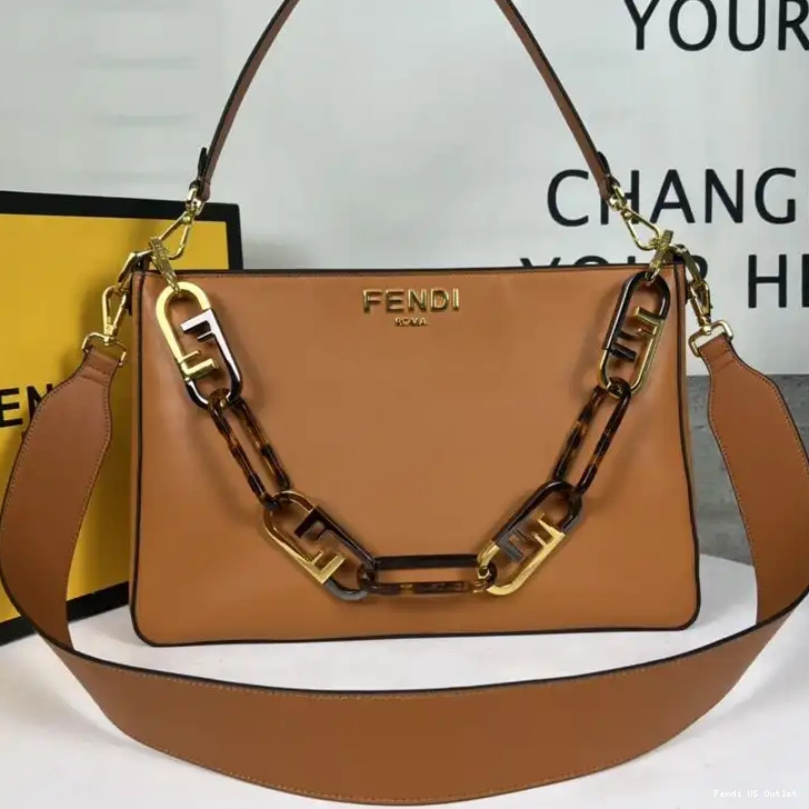 Cheap Zip In Fendi Shoulder Calf O'Lock Bag Leather Brown 0221