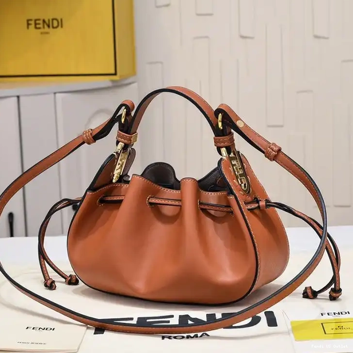 Affordable Bag Bucket In Pomodorino Leather Brown Fendi Calf Mini 0216