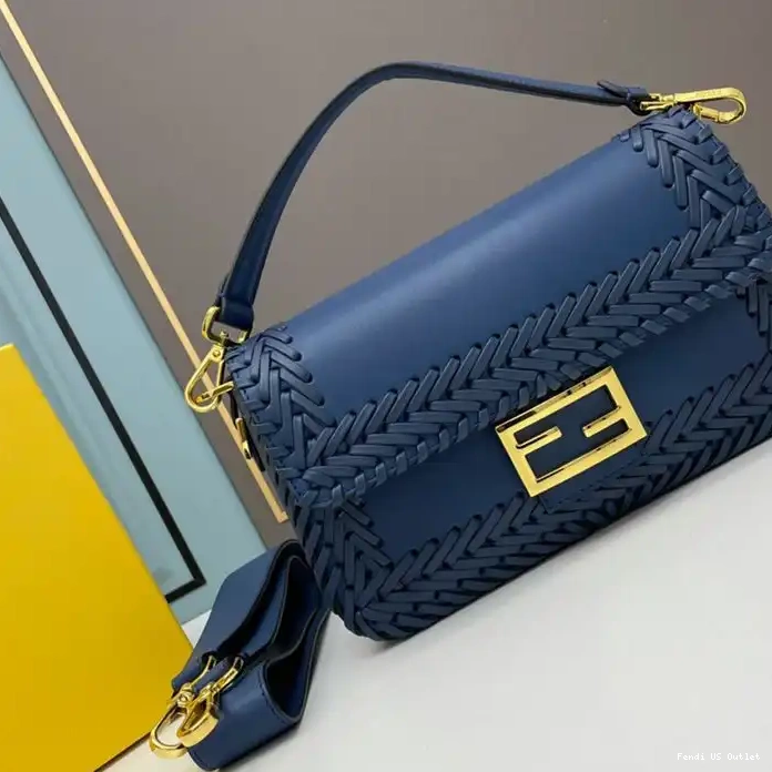 Affordable Blue Fendi Bag Stitching Leather Baguette In Medium 0225