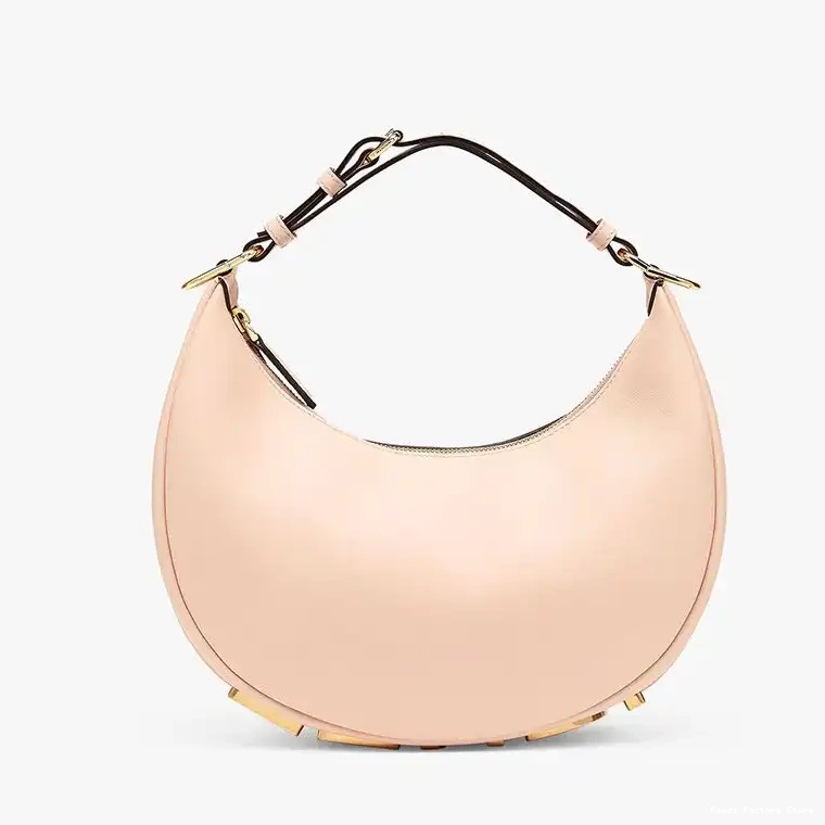 Affordable Bag Leather Fendi Hobo Calf In Pink Small Fendigraphy 0218