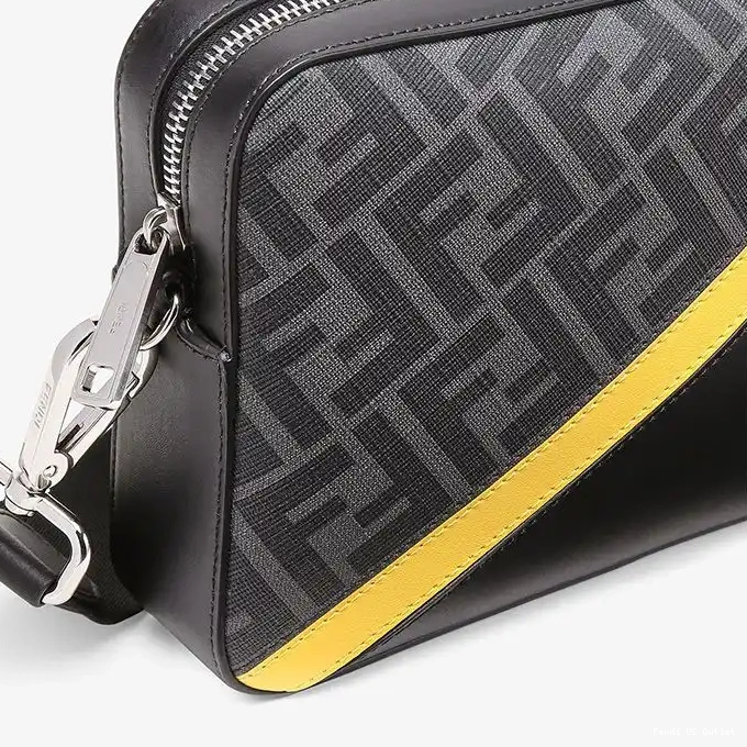 Affordable Yellow FF Fabric Black Motif Case Camera In Fendi Compact 0216