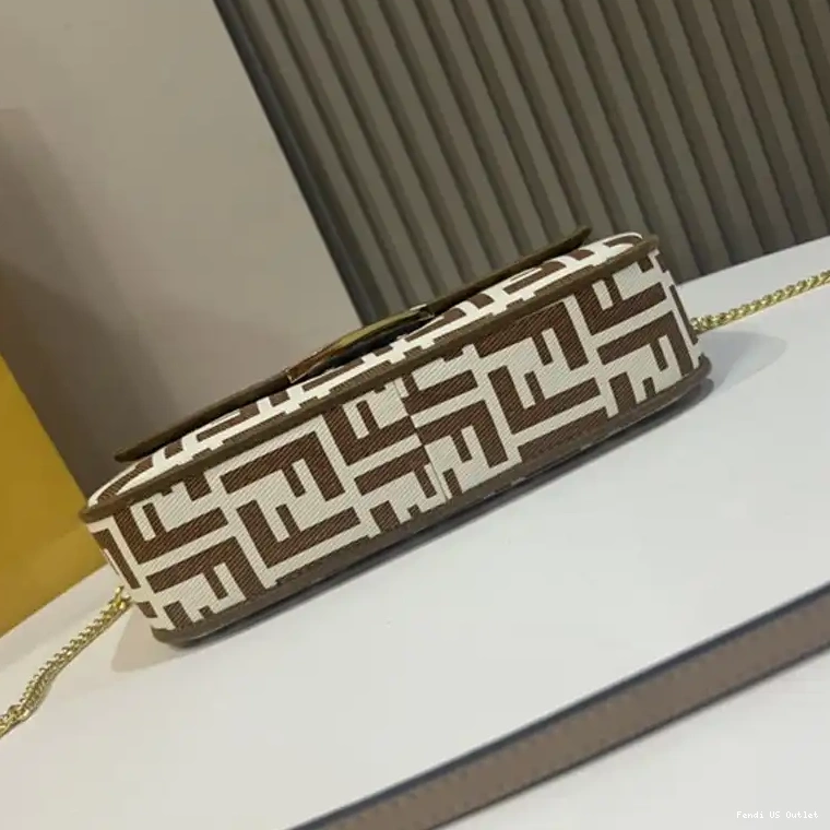 Affordable Bag Mini FF Fabric Motif Fendi In Coffee Baguette 0212