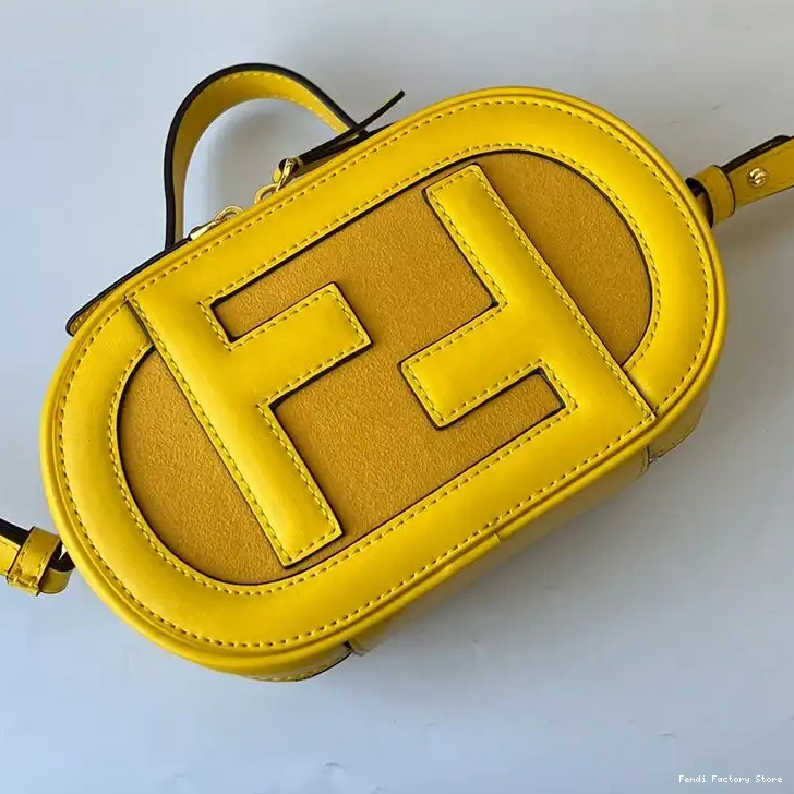 Cheap Calf Leather Case O'Lock Mini In Fendi Camera Yellow 0217