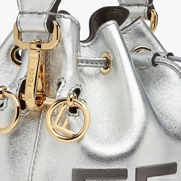 Affordable Bucket Bag Logo Leather Mini Calf ROMA Mon Tresor Silver In Fendi 0223