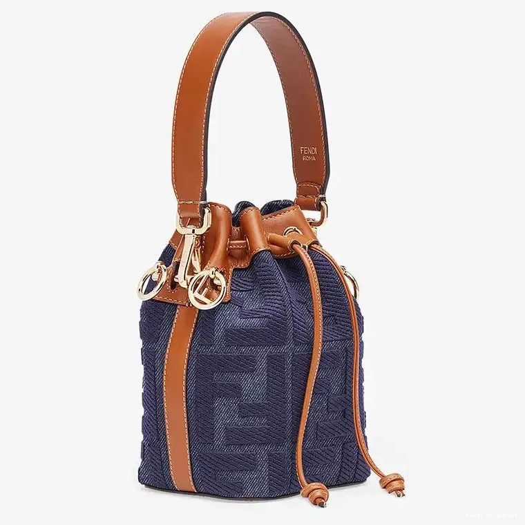 Cheap Mon Blue FF In Tresor Bucket Canvas Bag Mini Fendi Motif 0221