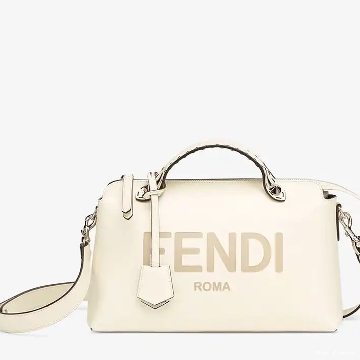 Cheap Way Boston By In Fendi White Bag Medium Calf The Leather ROMA Logo 0221