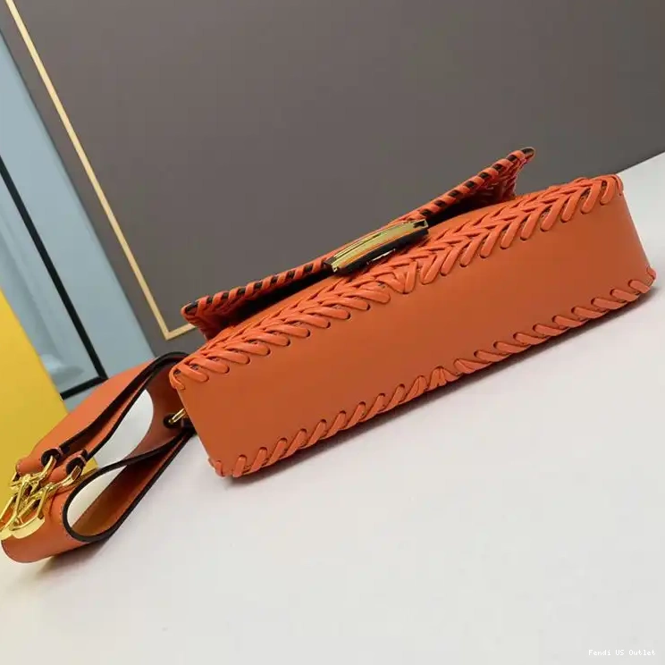 Affordable Bag Baguette Stitching Orange Fendi In Leather Medium 0209