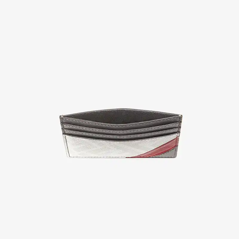 Affordable Fendi Card Holder In FF Motif Fabric White Red 0201