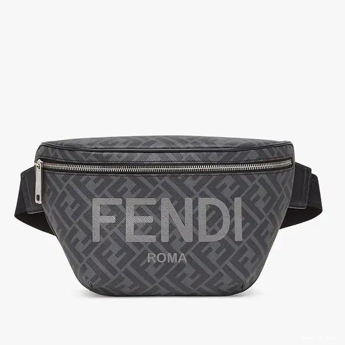 Cheap ROMA Logo Fabric Black Bag Belt Fendi Motif FF In 0214