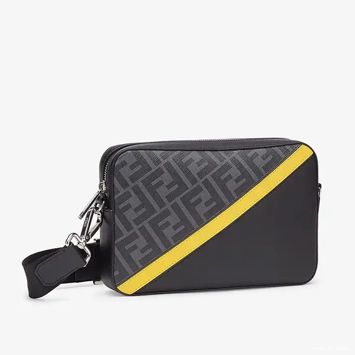 Affordable Yellow FF Fabric Black Motif Case Camera In Fendi Compact 0216