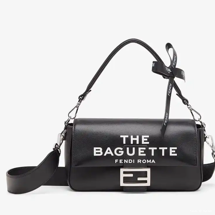 Cheap Leather Nappa In Black The Medium Motif Baguette Bag Fendi Baguette 0212