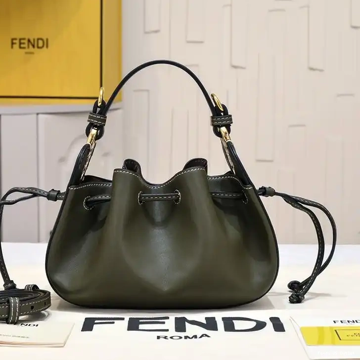 Cheap Mini Calf Fendi In Green Leather Pomodorino Bag Bucket 0210