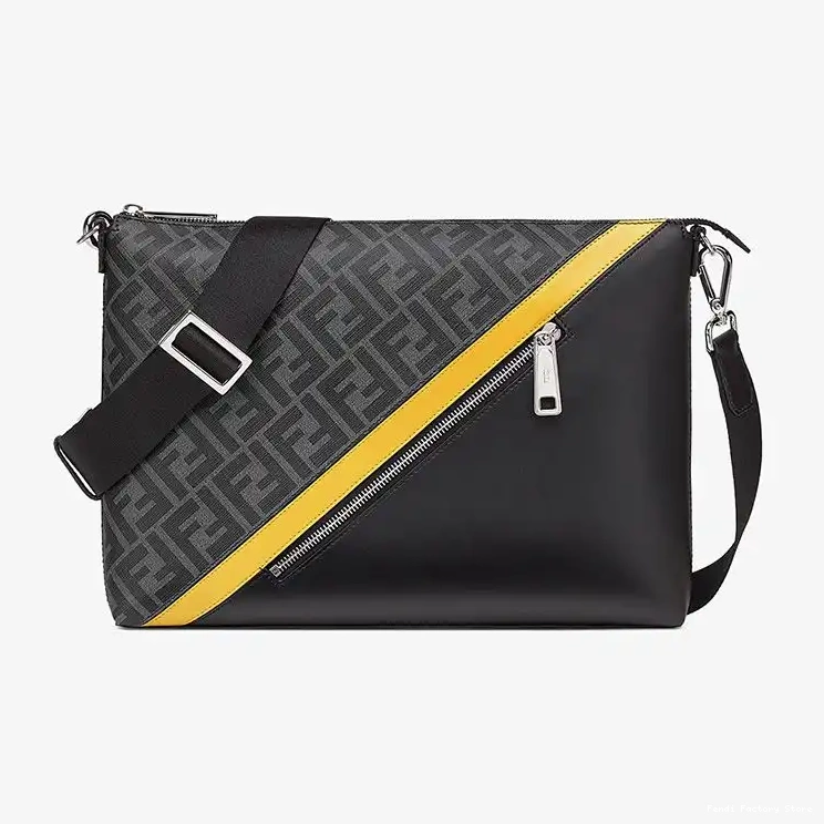 Affordable Fabric Messenger FF Fendi Slim Motif In Bag Black 0217