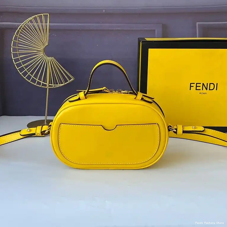 Cheap Calf Leather Mini Yellow In Camera Fendi O'Lock Case 0211