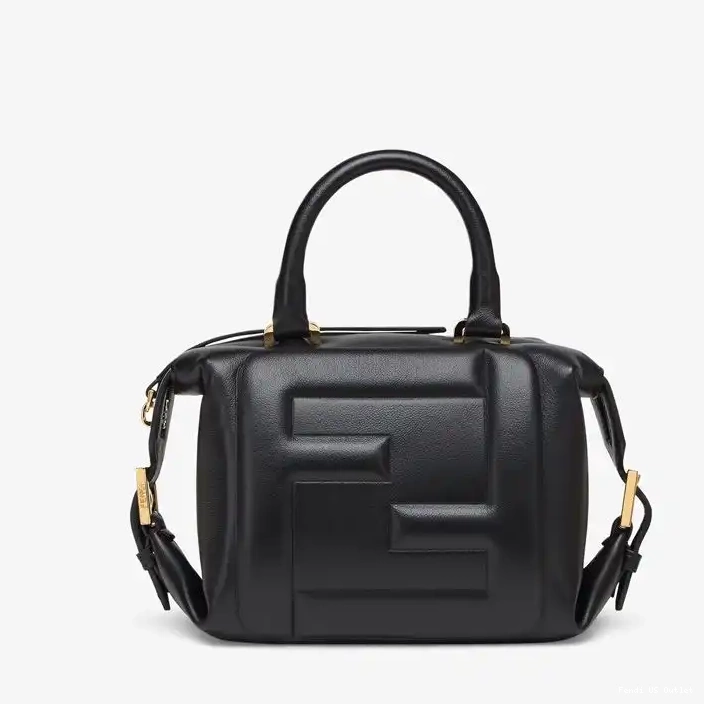 Affordable Leather Fendi In Black Mini Nappa Bag FF Cube 0220