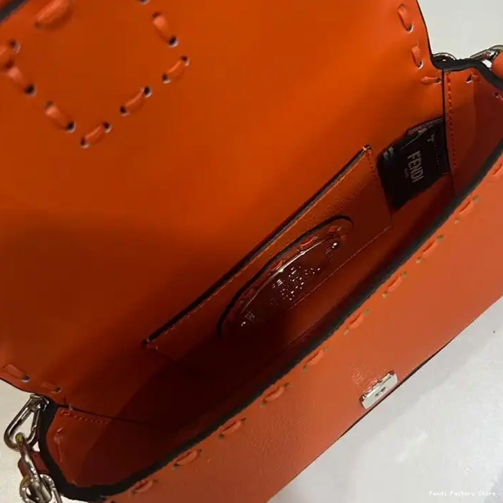 Affordable Bag Baguette Cuoio Mini Selleria Orange Fendi Leather Romano In 0213