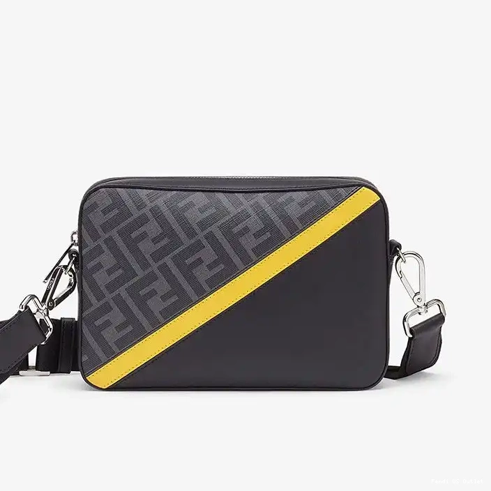 Affordable Yellow FF Fabric Black Motif Case Camera In Fendi Compact 0216