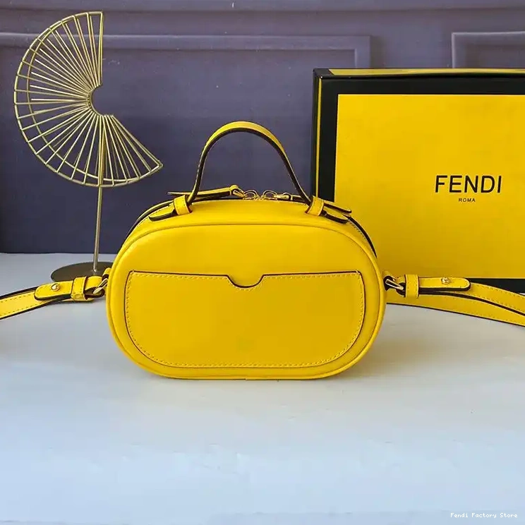 Cheap Calf Leather Case O'Lock Mini In Fendi Camera Yellow 0217