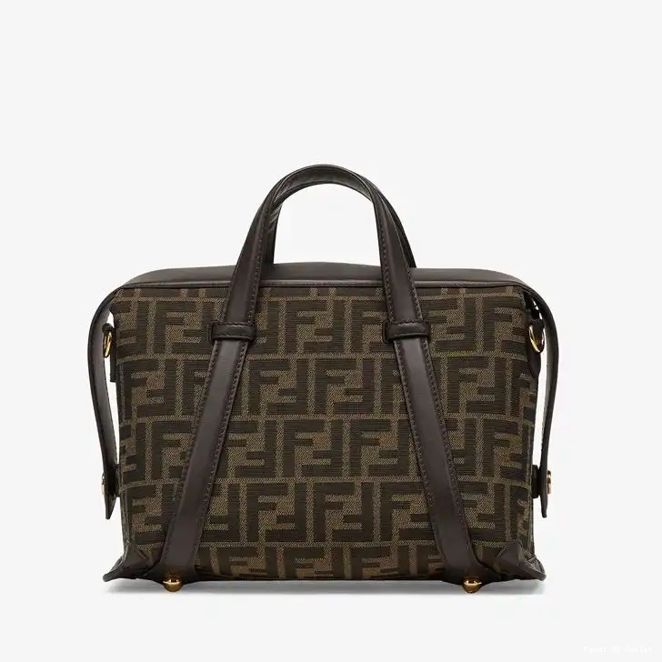 Affordable Motif In Bag Brown Fendi Fabric Boston FF 365 Medium 0219