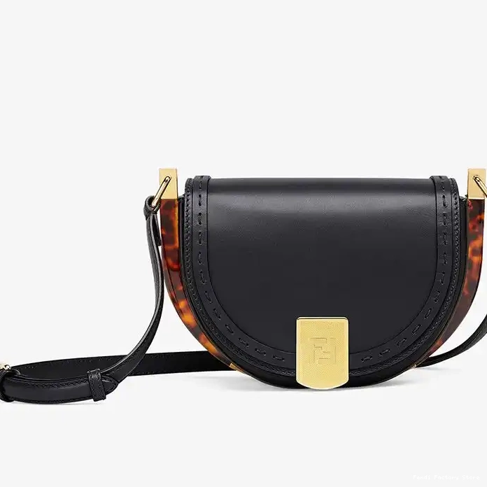 Cheap ROMA Calf Bag Moonlight Logo Leather Black Fendi In 0217