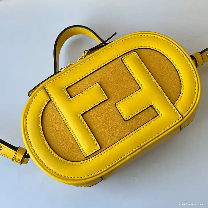 Cheap Calf Leather Mini Yellow In Camera Fendi O'Lock Case 0211