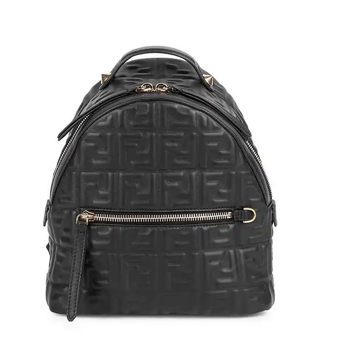 Cheap Black Nappa Motif FF Leather Mini Fendi In Backpack 0219