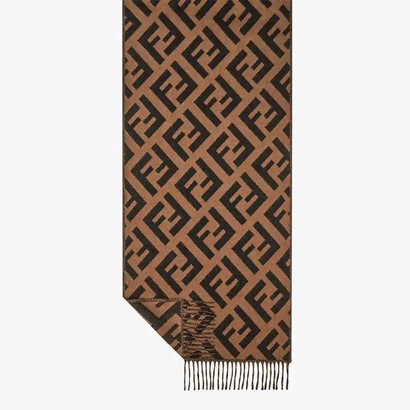 Affordable Fendi FF Scarf In Cashmere Brown 0205