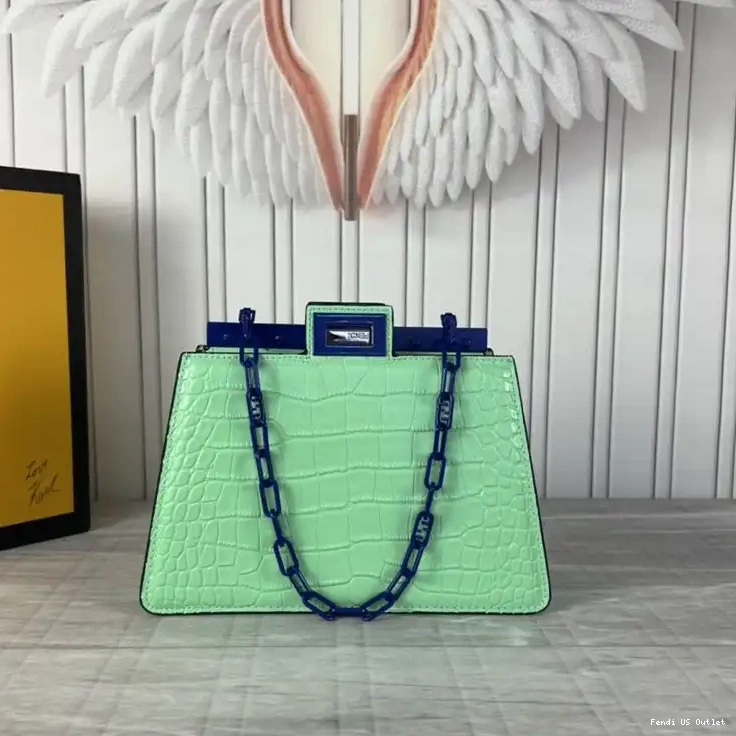 Cheap Crocodile Fendi Bag Mini In Peekaboo Cut Green Leather 0210