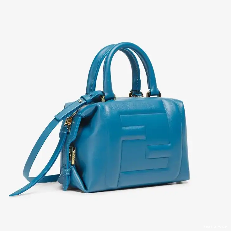 Cheap Cube Bag Blue Fendi Mini Leather Nappa FF In 0213