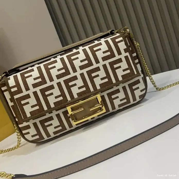 Affordable Bag Mini FF Fabric Motif Fendi In Coffee Baguette 0212