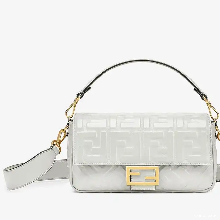 Cheap Baguette White In Medium FF Fendi Bag Nappa Leather Motif 0223