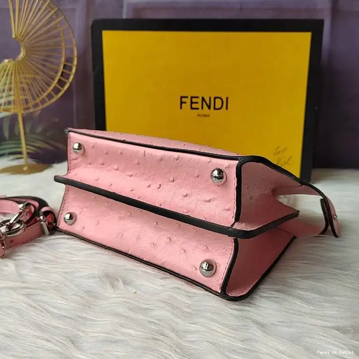 Affordable Fendi Petite Ostrich Bag Peekaboo In Pink Leather ISeeU 0222