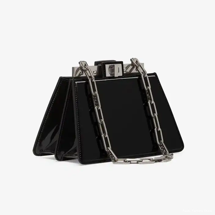 Affordable Peekaboo Bag In Cut Mini Black Leather Calf Fendi 0213