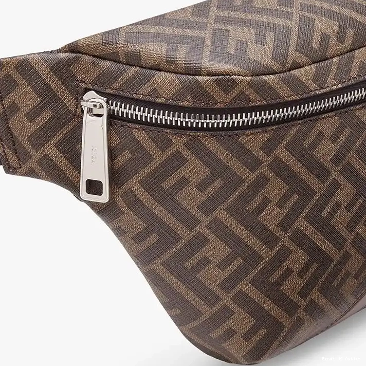 Affordable FF Fendi Fabric In Brown Motif Coffee Belt Bag 0213